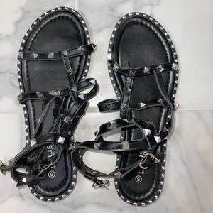 Black stud sandals size 7